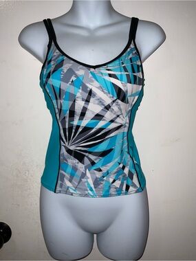 ZeroXposur women blue & Black Geometric Print tankini